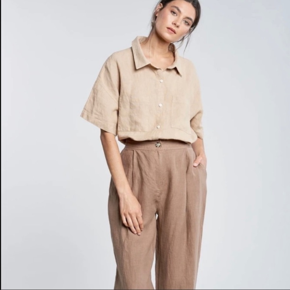 Filosofia Ella Wheat 100% Linen. Comfortable but with a put-together look.